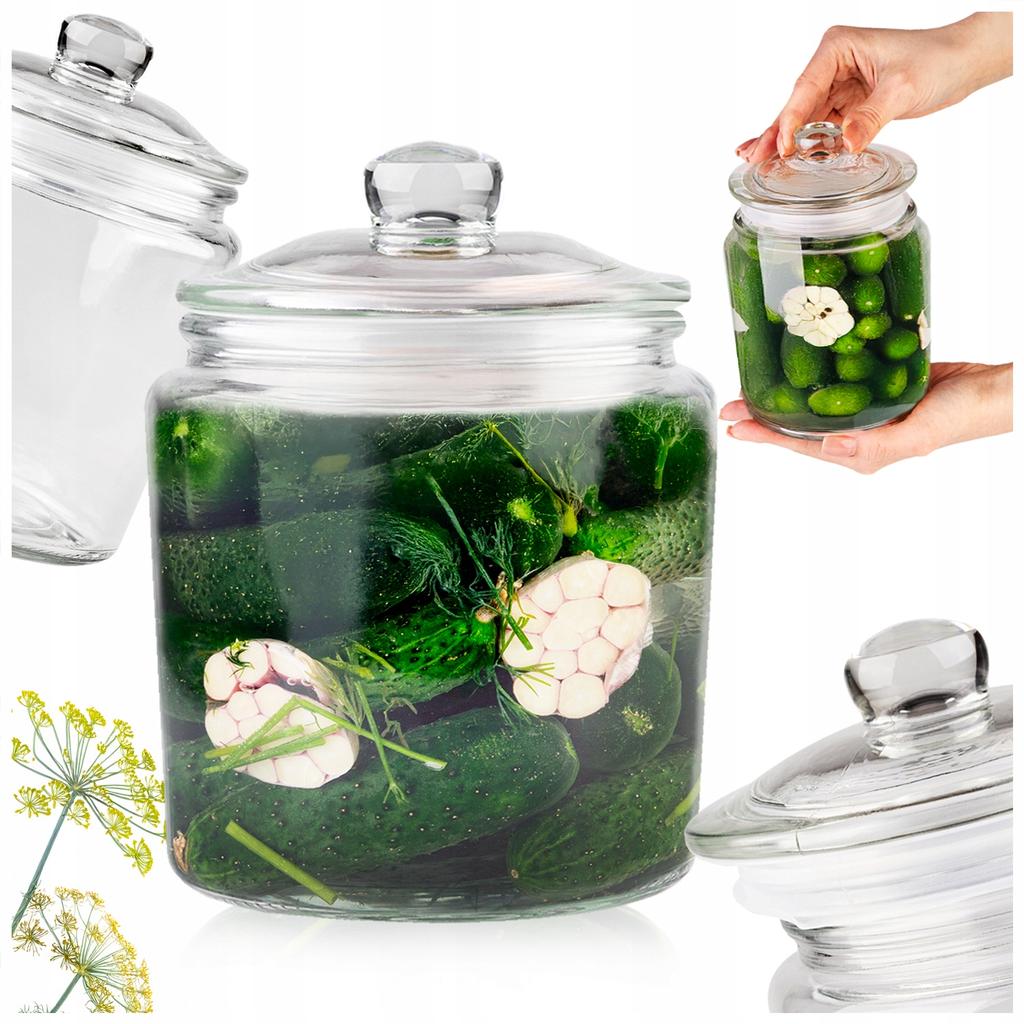 Set - 2x Glass Jar 1 L with Glass Lid