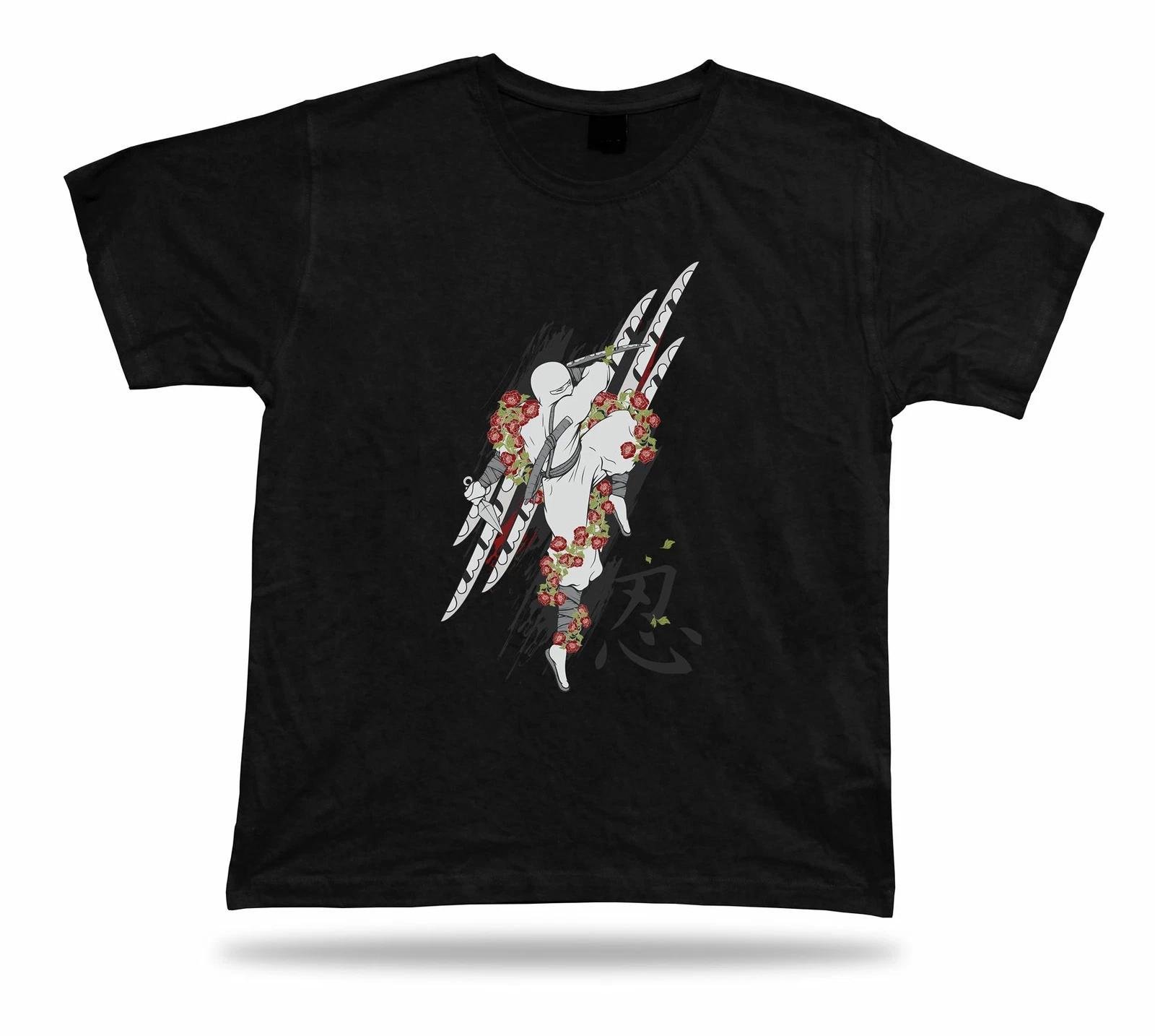 Ninja fight flowers black hmor funny charm tricot Tshirt Tee special gift T sale M