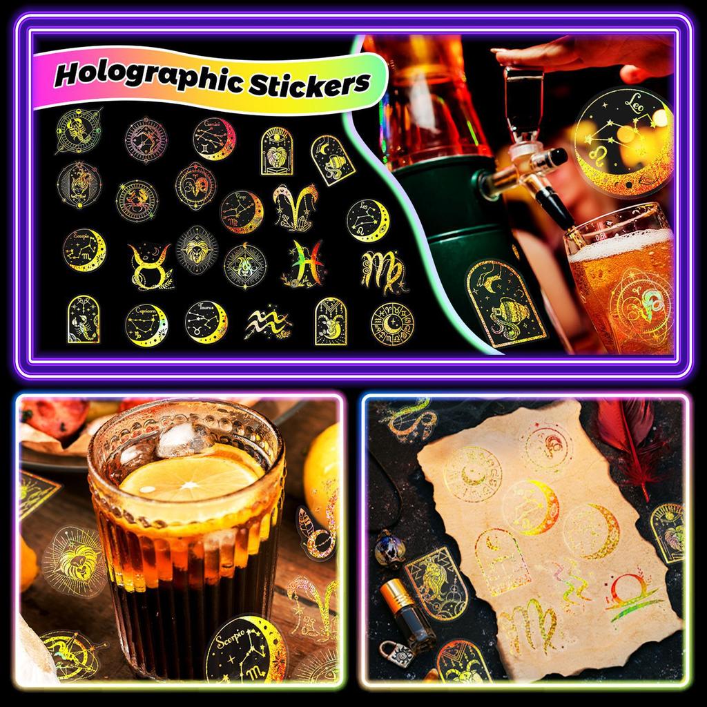 100 Transparent Gold Laser Deep Space Series Pet Stickers Handbook Holographic Stickers Diy Stickers