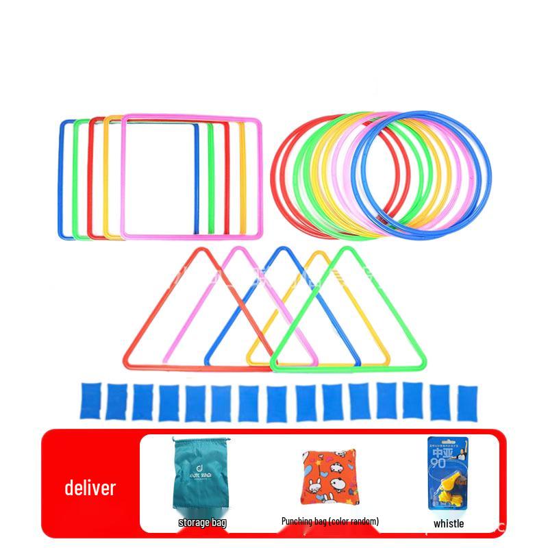 Versatile Jump Rope & Ring Toss Game - Large 20-Ring, 20-Buckle Set for Kids' Education & Outdoor Fun