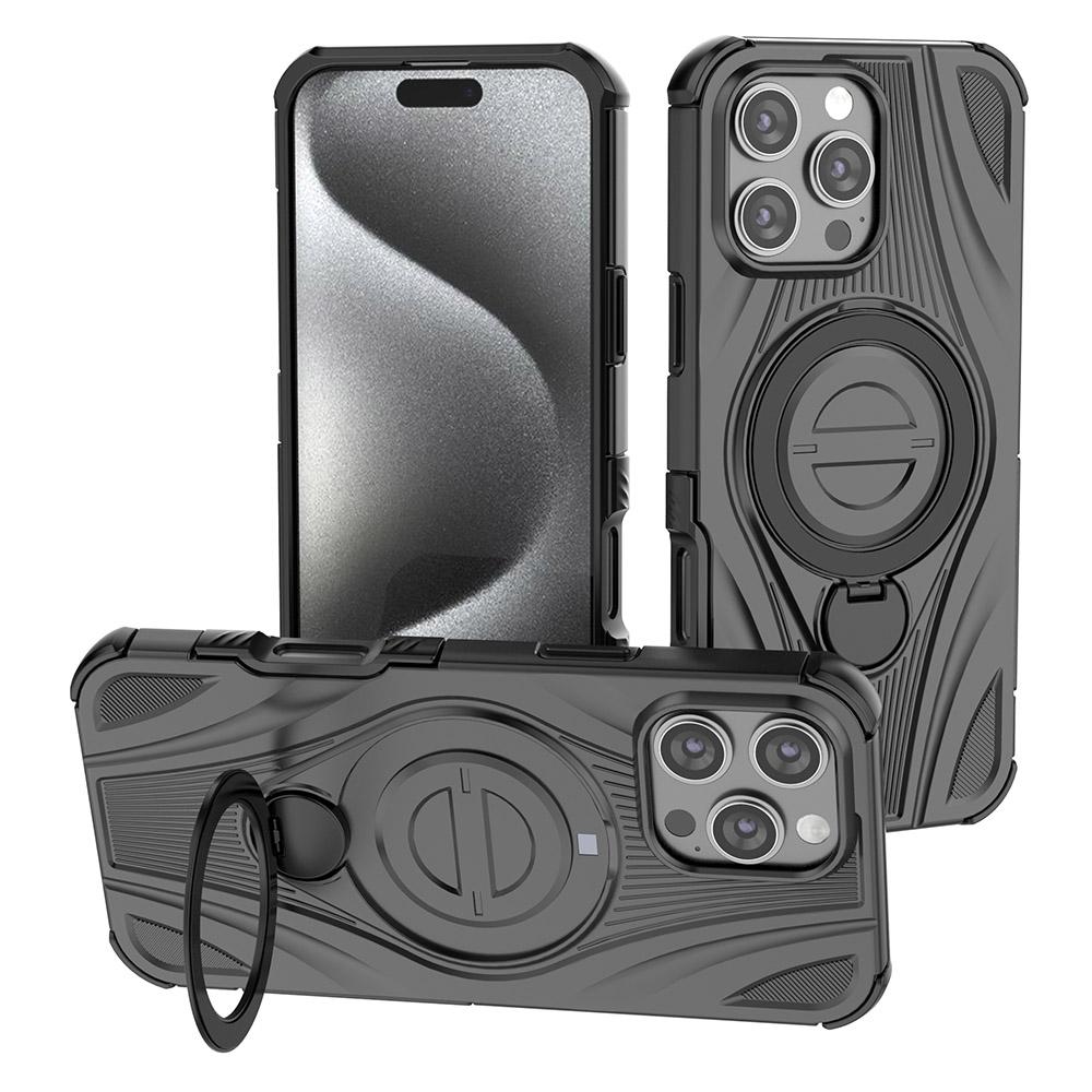 Для iPhone 16 Pro Max Магнитный чехол Вращающаяся подставка Ударопрочный чехол-бампер из ТПУ и ПК Совместимый с MagSafe