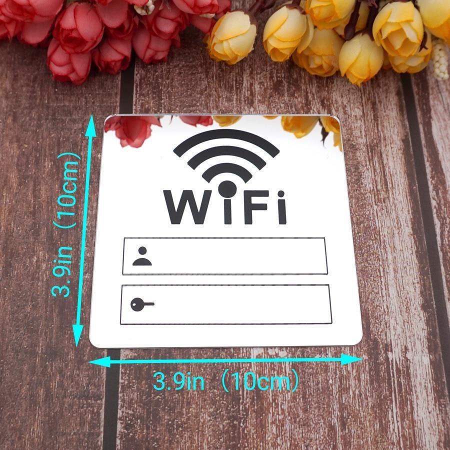 Acrylic Mirror WiFi Sign Sticker DIY for Public Places House Shops Handwriting Account and Office Password Wifi Notice Board Signs 1pcs