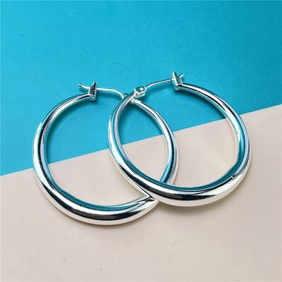 Silber Ohrring Schmuck 3D Runde S925 Silber Ohrring Glatte Mode 4,5 CM Ohrring Boutique Schmuck