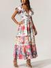 Women's Australian Beach Resort V-Neck Ruffle Sleeveless Printed Backless Dress - Spring 2026