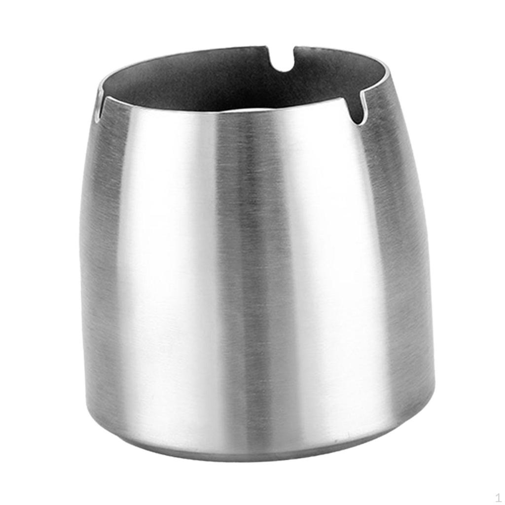 Tapered Ash Holder Portable Stainless Steel Ashtray for Villas Outdoor Patio Argent
