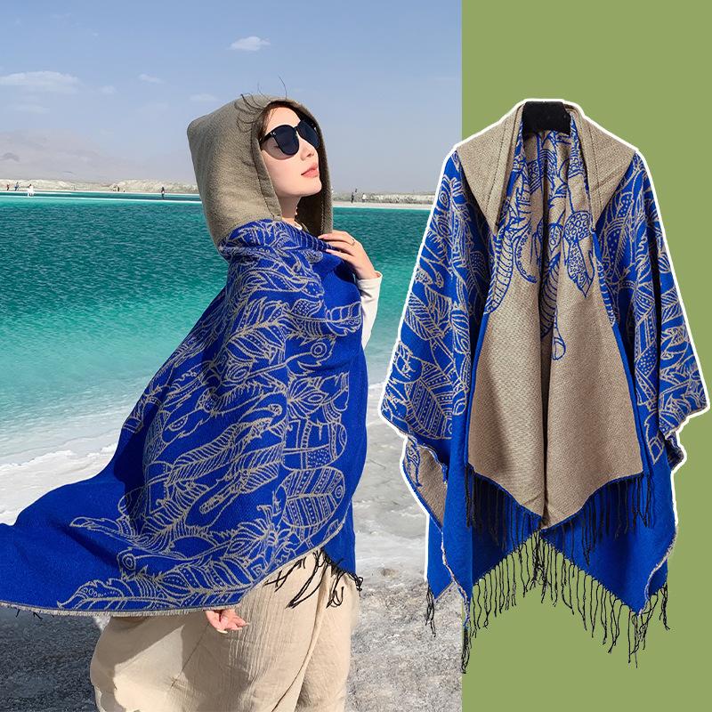 Desert Travel Scarf Shawl Seaside Sun Protection Photo Hooded Cape Female Big Northwest Cape