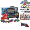 Durable Kids Vehicles Transport Car Carrier Semi Truck With 12 Mini Cars Gift Set