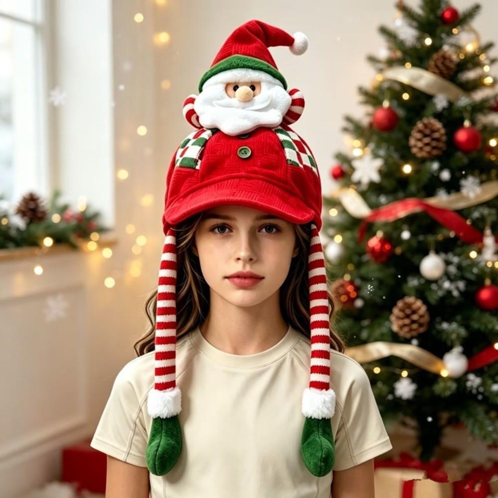 Long Leg 3D Christmas Plush Cap Warm Soft Snowman Party Hat Reindeer Character Cap Photo Props