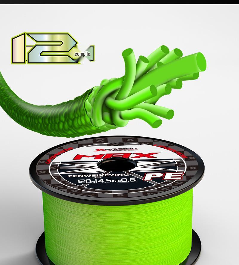 12-Strand High-Tensile Strength Fishing Line - Super Soft, No Pilling, Wear-Resistant, Anti-Bite, Ideal for Long Casts