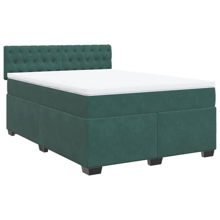 VidaXL Sommier à lattes de lit et matelas Vert foncé 140x190cm Velours 3286315