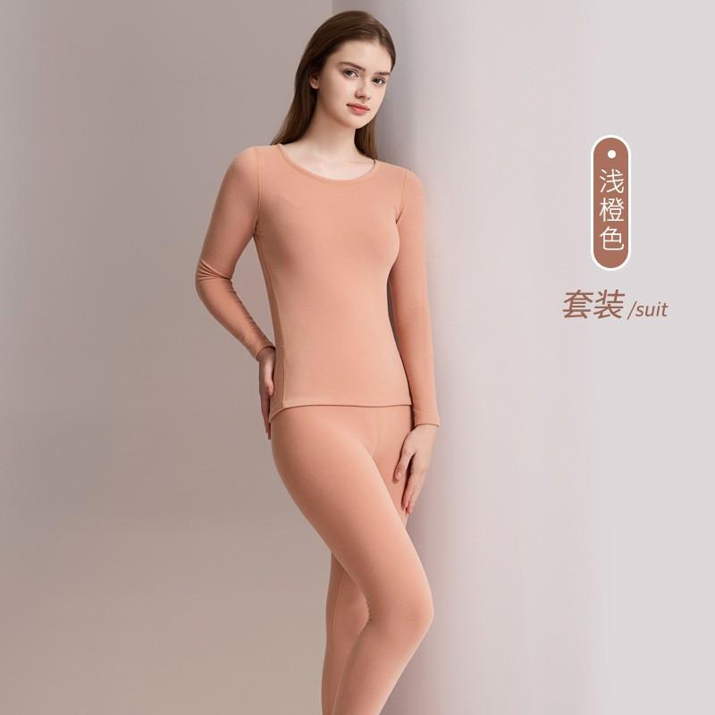 Thermal Base Layer Set Men Women Warm Fleece-Lined Cotton Blend Long Sleeve Top Pants Round Neck Ultra-Thick Winter
