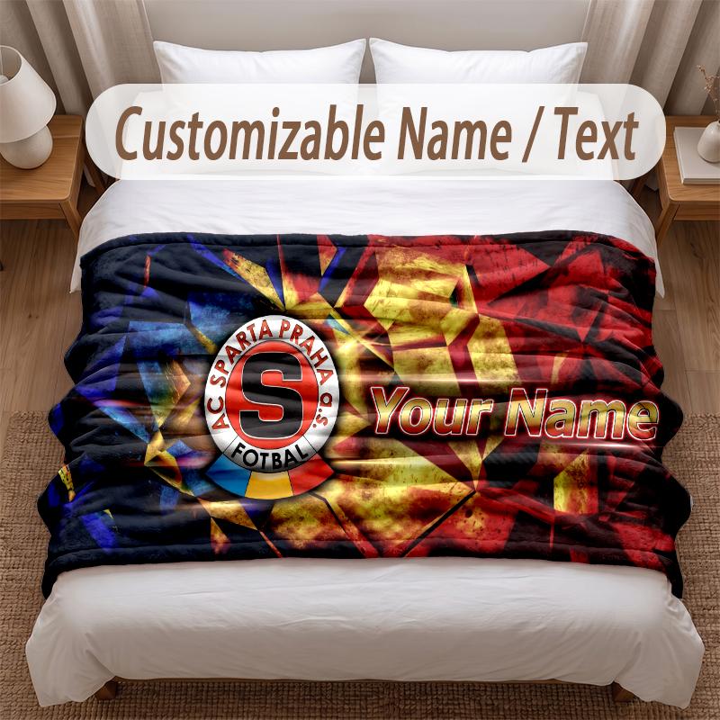 Sparta Prague Printed Flannel Blanket Custom Name Text Soft Warm Throw For Bedroom Holiday Gift
