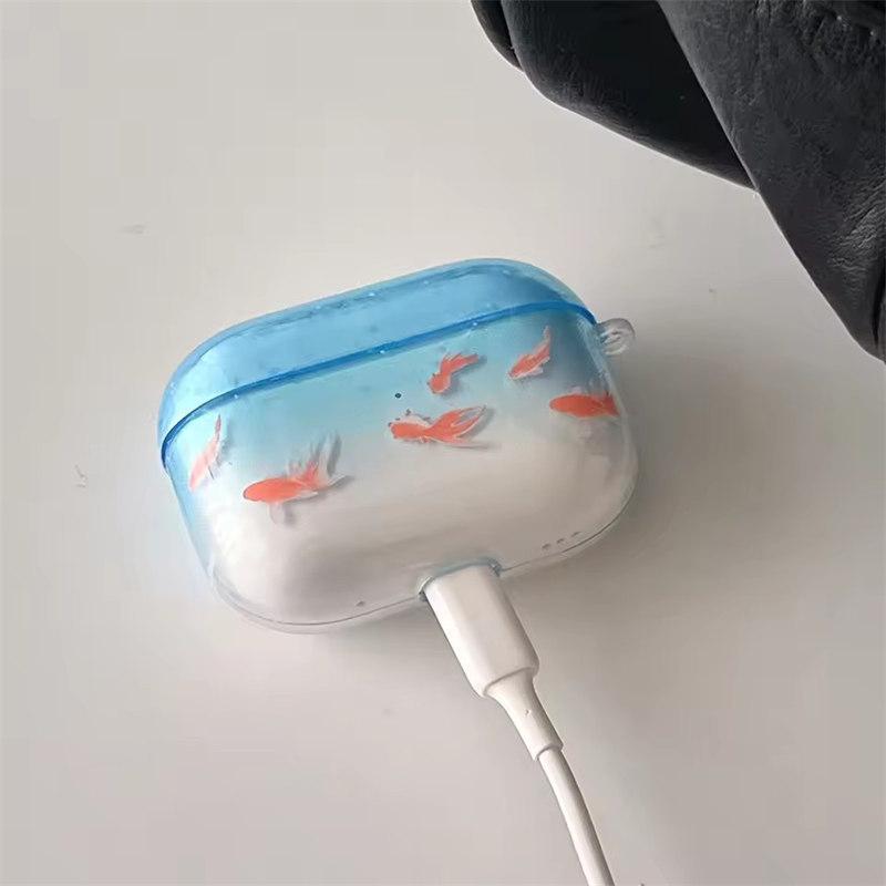 Cute and Ornamental Koi Gradient Earphone Case for Airpods 2 3 4 TPU Soft Protective Cover for Airpods Pro 2 2nd Charge Box Cover