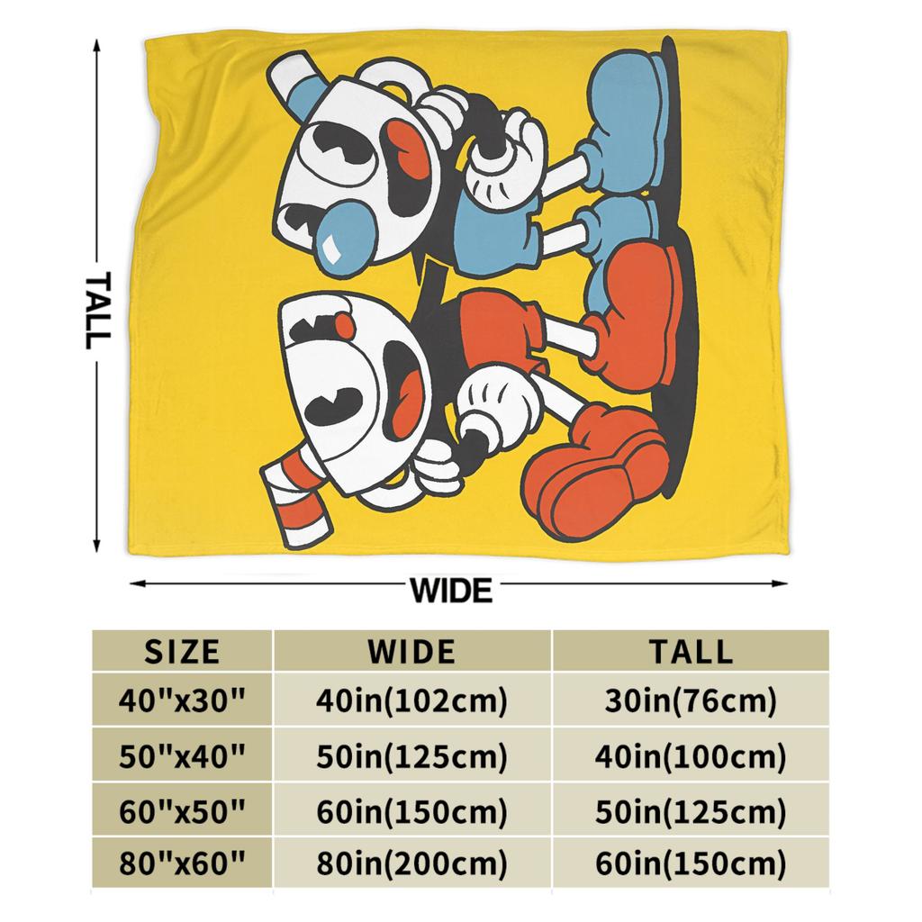 Cupheads & Mugmans Warm Soft Blanket Cartoon Kids Adult Plush Throw Blanket Graphic Couch Chair Flannel Bedspread Sofa Bed Cover