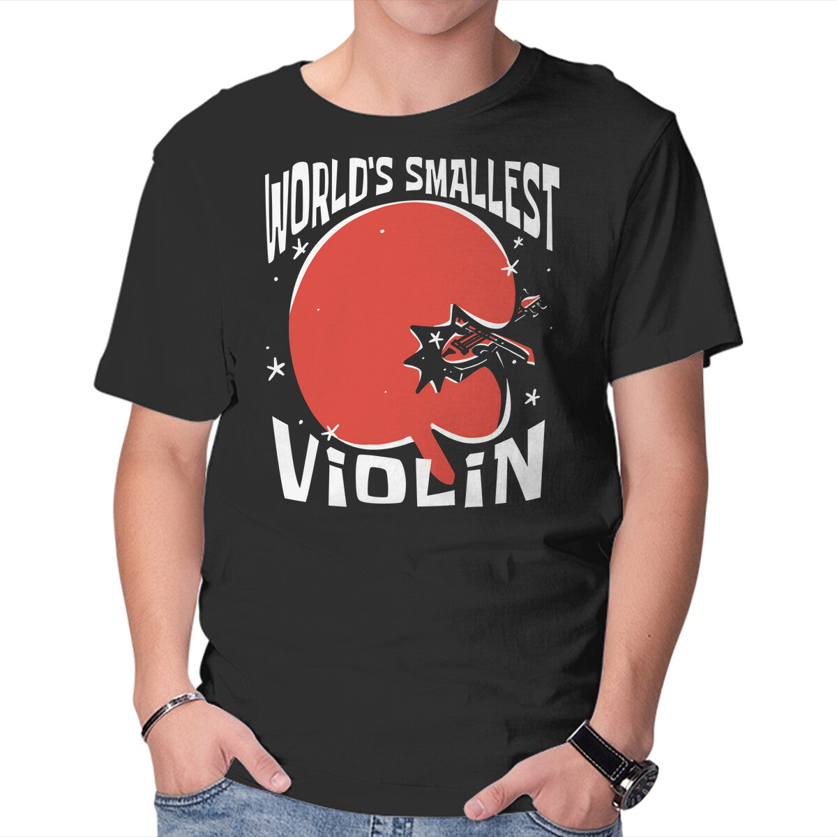 Unisex Crew Neck T-Shirt World s Smallest Violin Graphic Short Sleeve Casual Tee XXXL