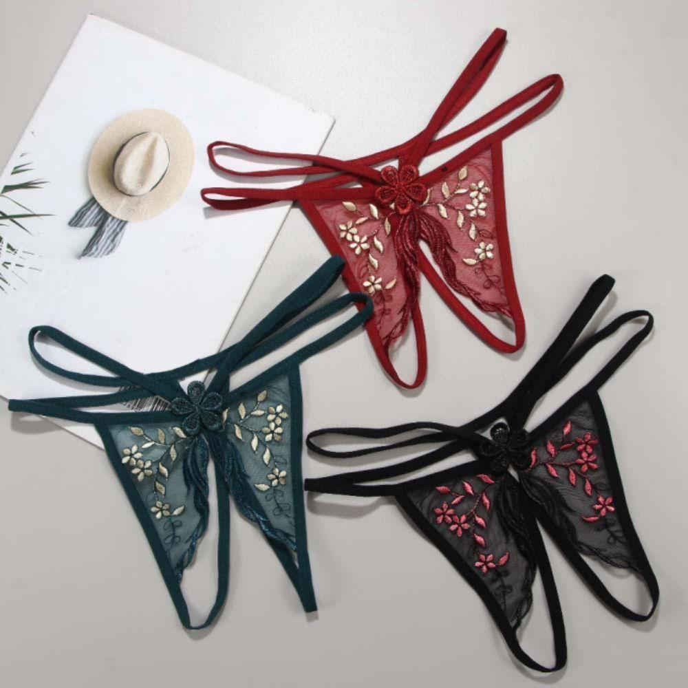 Thin Belt Lace Flower Panties Transaprent Traceless Briefs Fashion Women Mesh Thong  Underwear