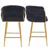 Barhocker H7-Fx (G) Samt Czarny (Goldener Rahmen)