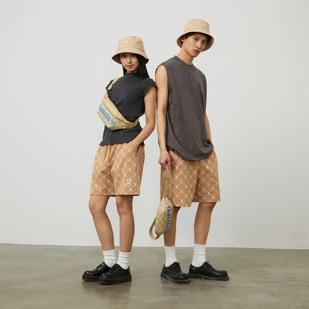 New MLB Artificial Leather Sling Bag Unisex Beige Yellow 3AHSM094N-50BGS