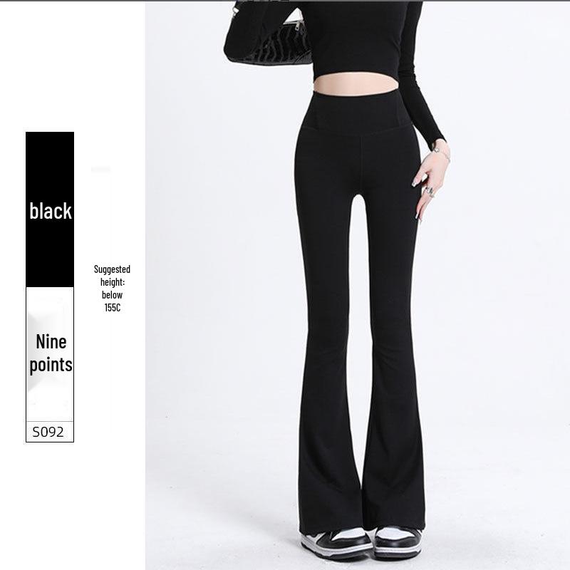 

Women s High-Waisted Black Yoga Bell-Bottom Pants – Spring/Summer Butt-Lifting Micro-Flare Shark Style. M 90-100 lbs