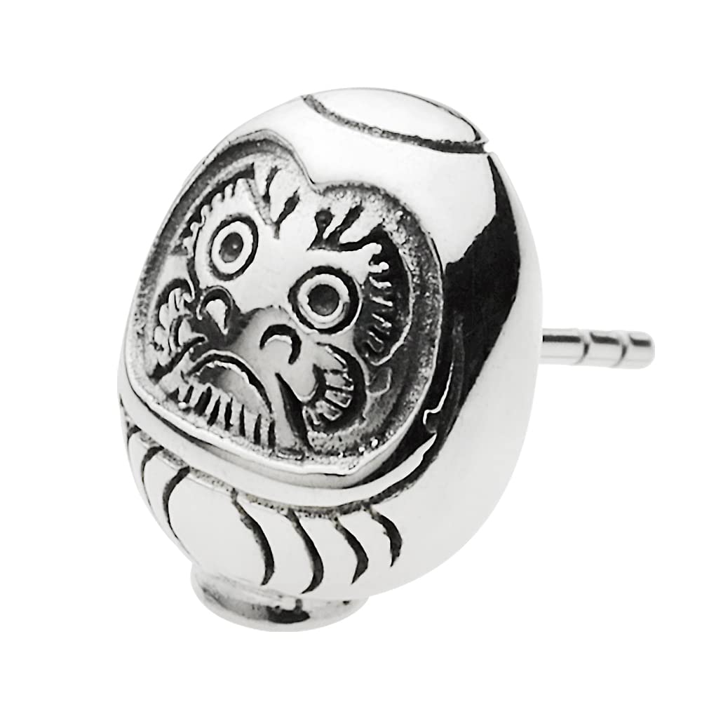 

Japanese Pattern Daruma Stud Earrings 925 Silver e0617 [Cenote] [Silver Accessories]