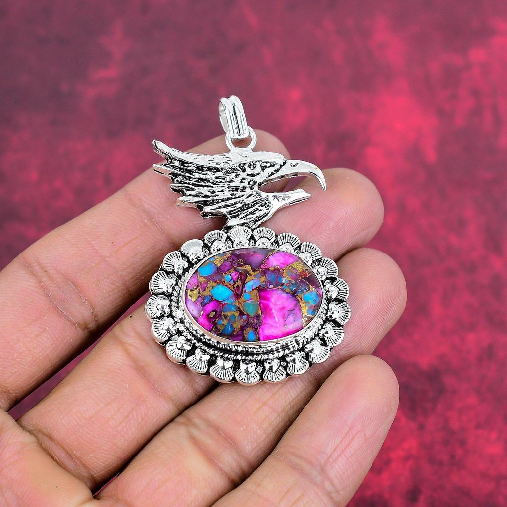 Pink Spiny Oyster Pendant, 925 Solid Sterling Silver Gemstone Jewelry, Handmade Pendant, For Thanksgiving