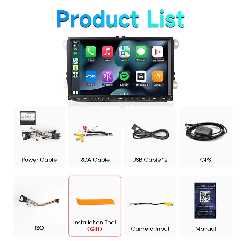 9 Inch Car Radio Android 12 For VW Volkswagen Skoda Octavia Golf Passat B6 B7 Polo Jetta Tiguan Touran 2 Din Autoradio Carplay