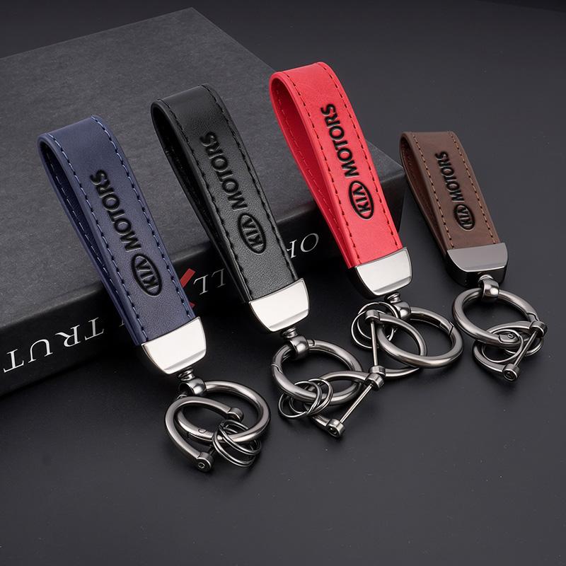JCRZ5 Leather Car Styling Keychain Pendant Keyring Accessory For KIA KN Forte Sportage EV9 Stonic K2 K5 Ceed Proceed GT Line Soul Flip