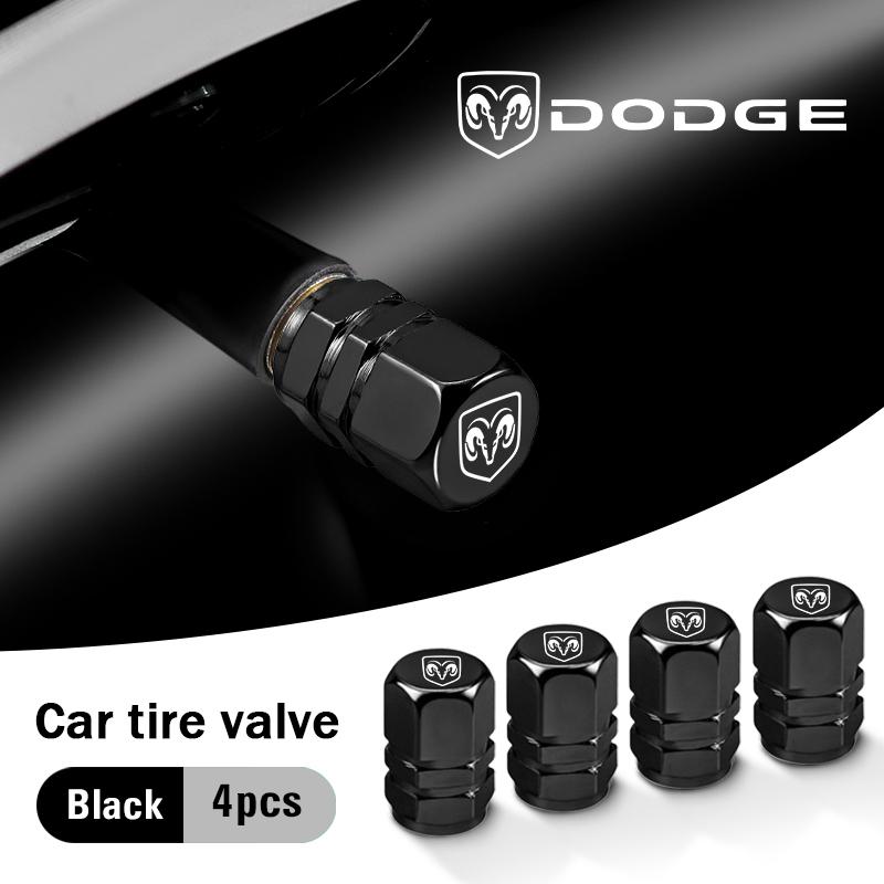 4Pcs Car Tire Valve Cover Aluminum Alloy Car Wheel Tire Valve Caps For Dodge Challenger Charger Journey Ram Durango SRT Dart Hor T999