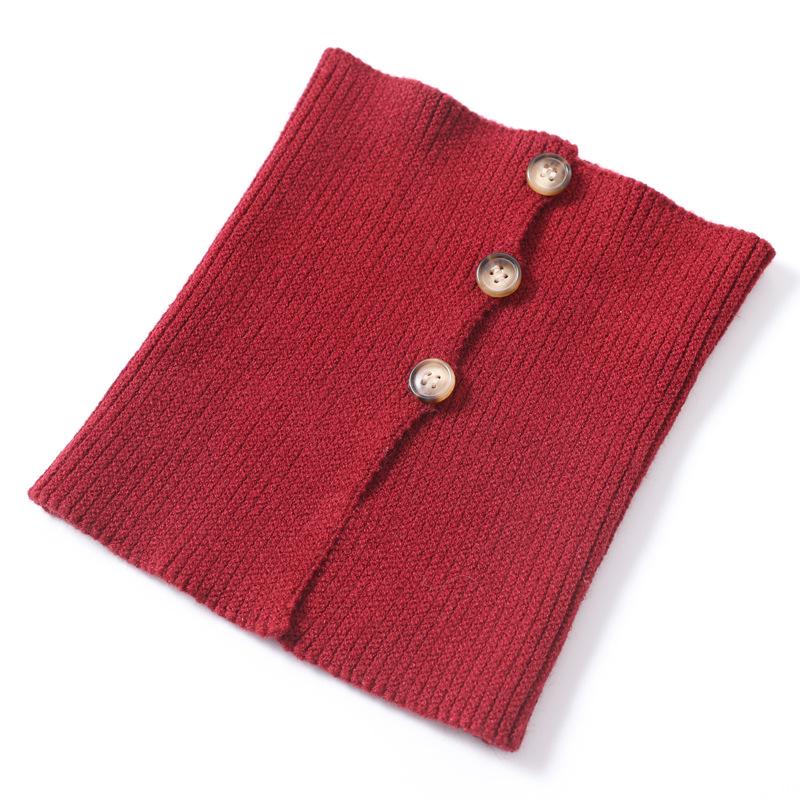 Unisex Wool Knit Neck Warmer: Autumn/Winter Buttoned Scarf Collar