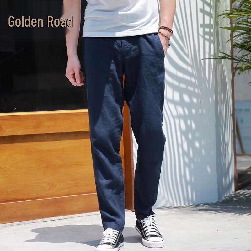

Men s 100% Linen Straight Leg Casual Trousers L