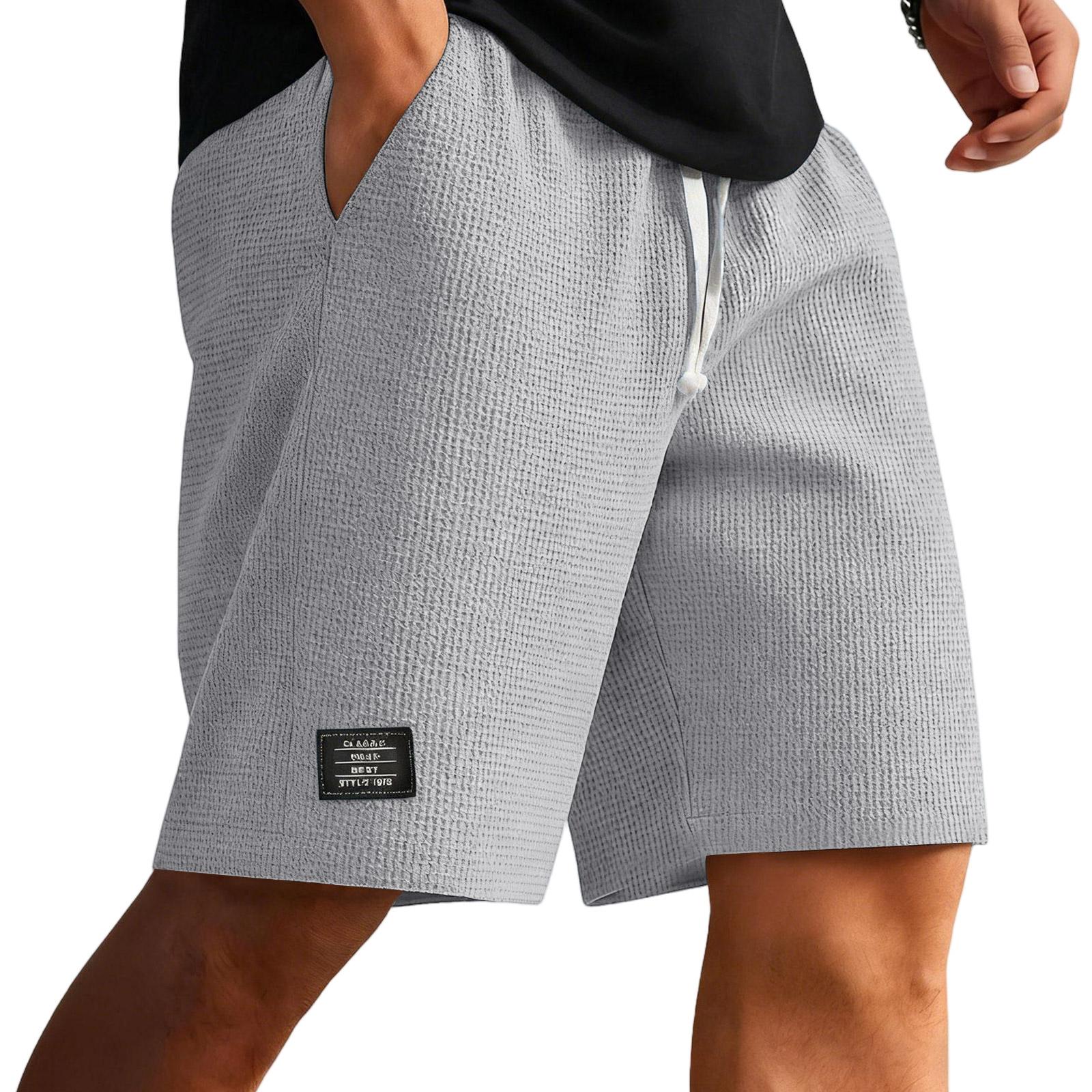 SuJu Casual Shorts voor Mannen Elastische Taille Trekkoord Strand Hardlopen Workout Korte Lichte Losse Zomer Shorts L wit