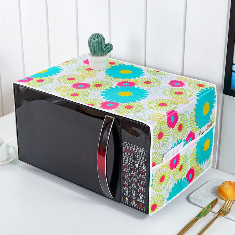 Microwave Dust Cover Cartoon Tree Leaf Printed Dustproof Microwave Dust Cover Cloth Pocket Water Proof Oven Cover Nordic Style