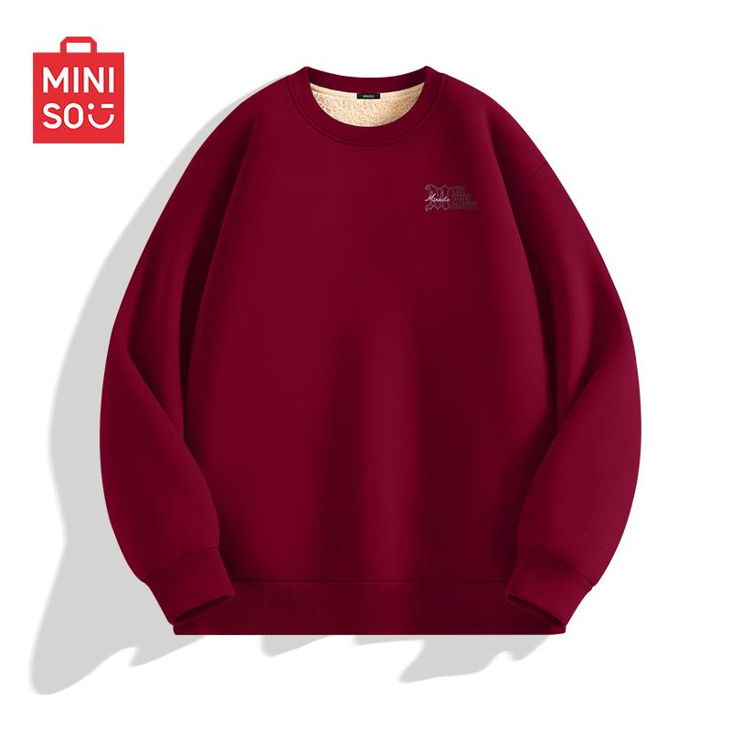 

MINISO Men s Fleece-Lined Round Neck Sweatshirt 3XL