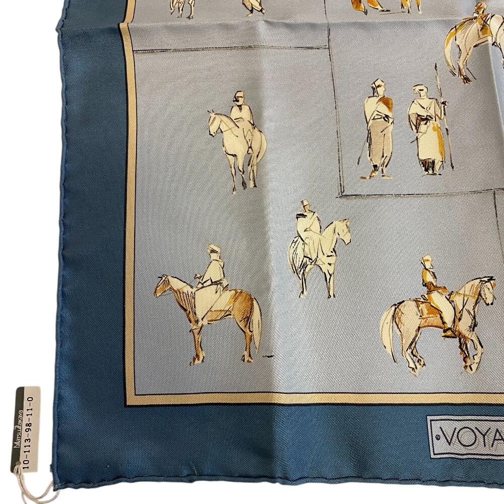 Hermes Journey To Niger Silk Silk Carre 45 Scarf Blue Silk Women Used
