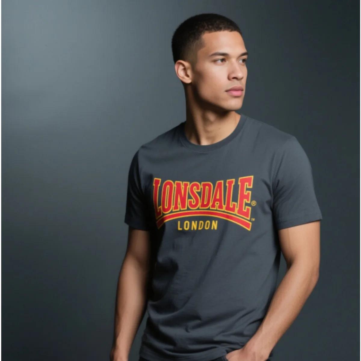 

Трендовые мужские футболки Lonsdale с принтом по периферии, летние, люксового бренда, из чистого хлопка, мужские и женские, с коротким рукавом L