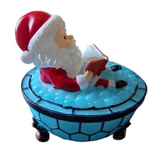 

Yousheng Christmas Santa Bubble Bath Lamp Reading Book Santa Claus LED Night Light Home Office Holiday Party Desktop Decoration Book Lover Gift A