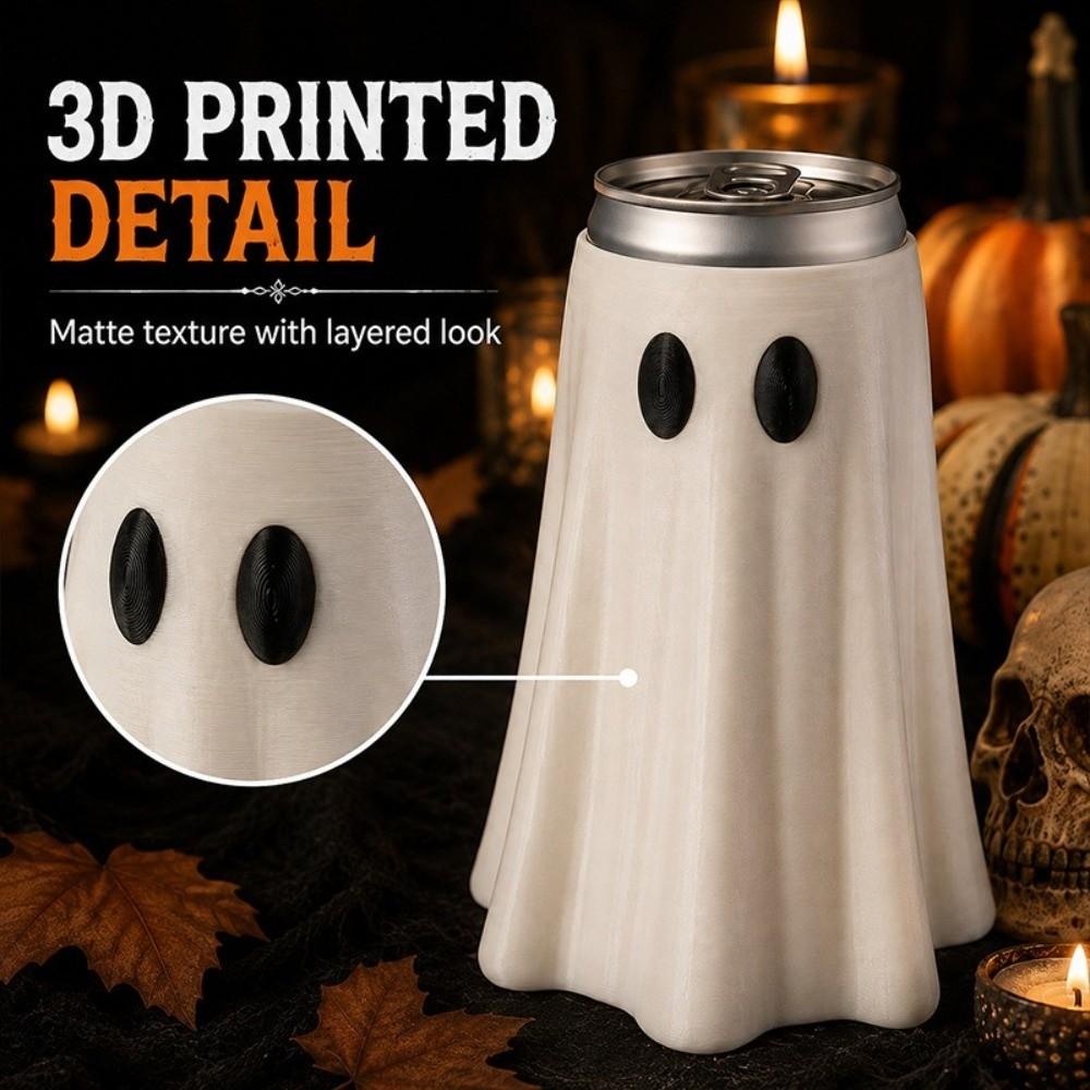 3D Printed Beverage Can Cover Spooky Ghost Beverage Sleeve Halloween Ghost Can Holder Party Gift