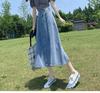 2024 High Waist Retro Denim Midi Skirt: Slimming, Fashionable, Hip-Covering Draped Design