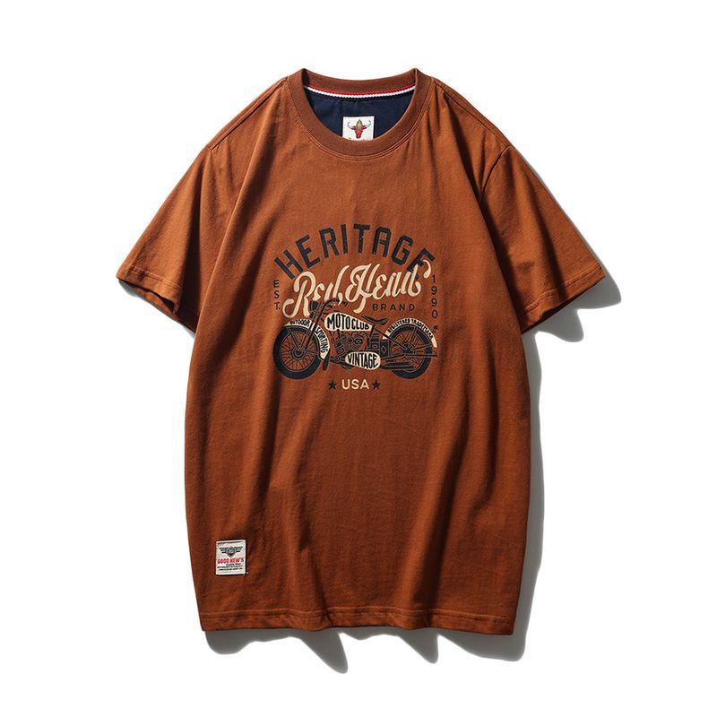 Export Export to Domestic Sales Pure Cotton Motorcycle Short Sleeve T-Shirt Men Fashion Trendy Brand American Base Shirt Cotton T-shirt