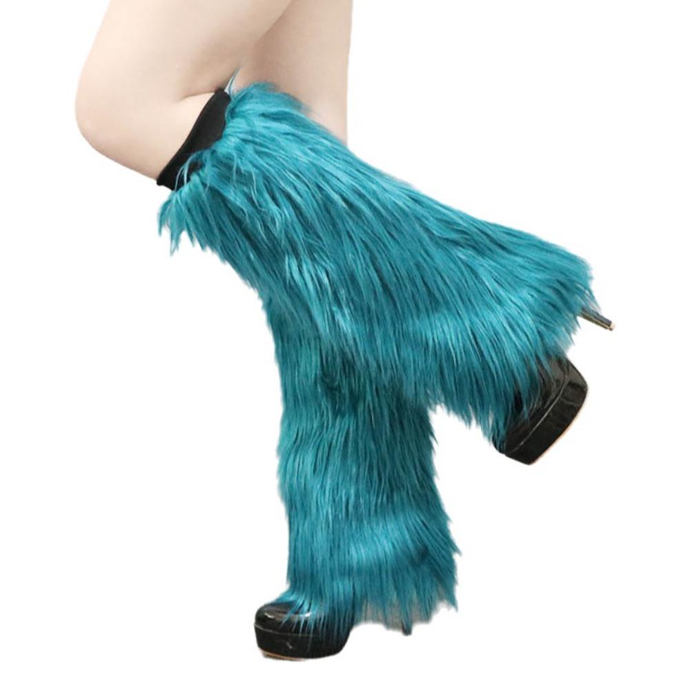 

Japanese Style Lolita Boots Cover Faux Fur Knee High Girls Socks Warm Knee Sleeve Women Blue