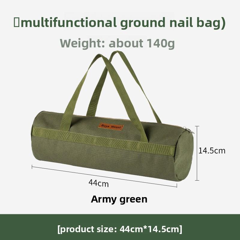 Outdoor Camping Cylindrical Large Capacity Canvas Storage And Organizing Bag Tent Accessories Ground Nail Wind Rope Storage Bag