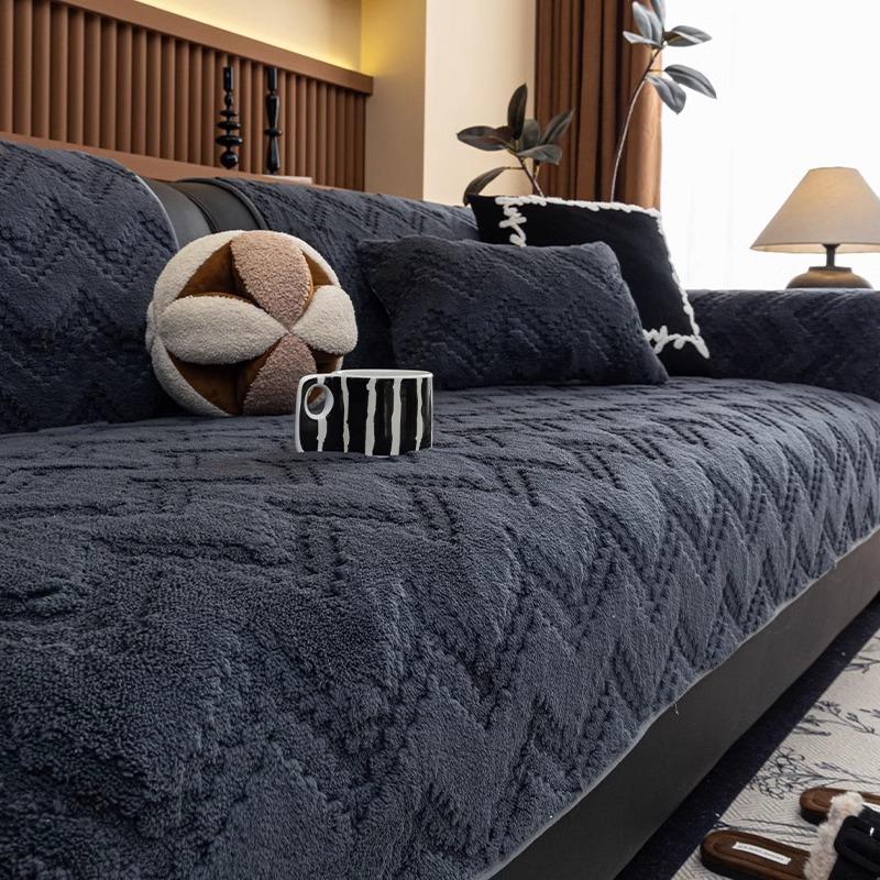 Shu Cotton Lint Sofa Cushion Cross-Border Special For Autumn And Winter, Thickened Seat Cushion, Non-Slip And Dirt-Resistant Plush Sofa Cover Cover