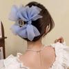 Mesh Tulle Large Bow Grab Clip Elegant Retro Female Net Yarn Ponytail Braid Claw Clip Hair Accessories Gift Headdress