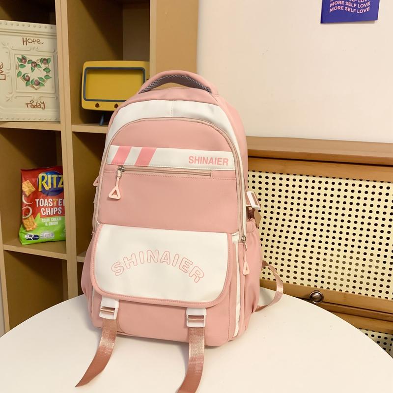 Men's Splicing Backpack Middle School Student Schoolbag Women's Large Capacity Campus Backpack