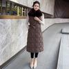 Autumn and Winter Down Cotton Vest Women's New Large Size Knee Long Medium Slim Fur Collar Vest Jacket