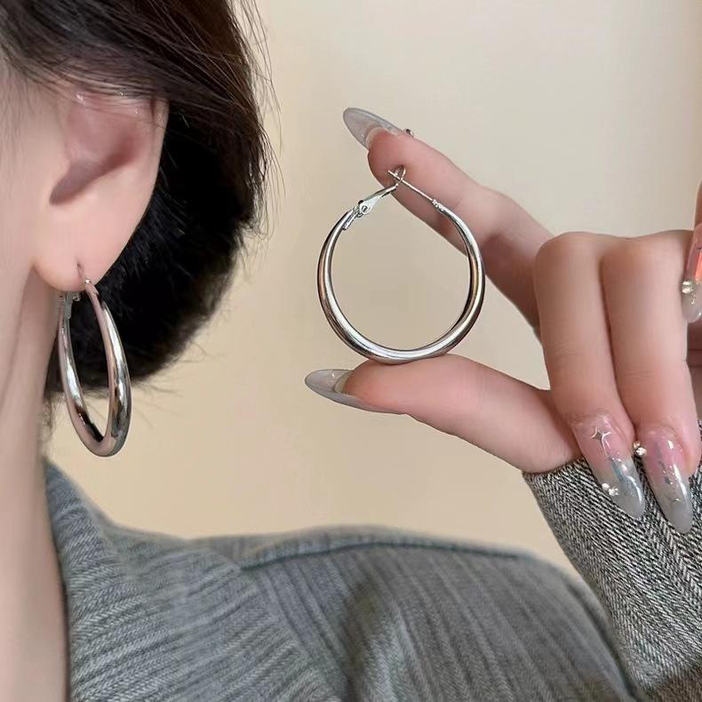 2024 New Trend: European-American Silver Hoop Earrings for Women