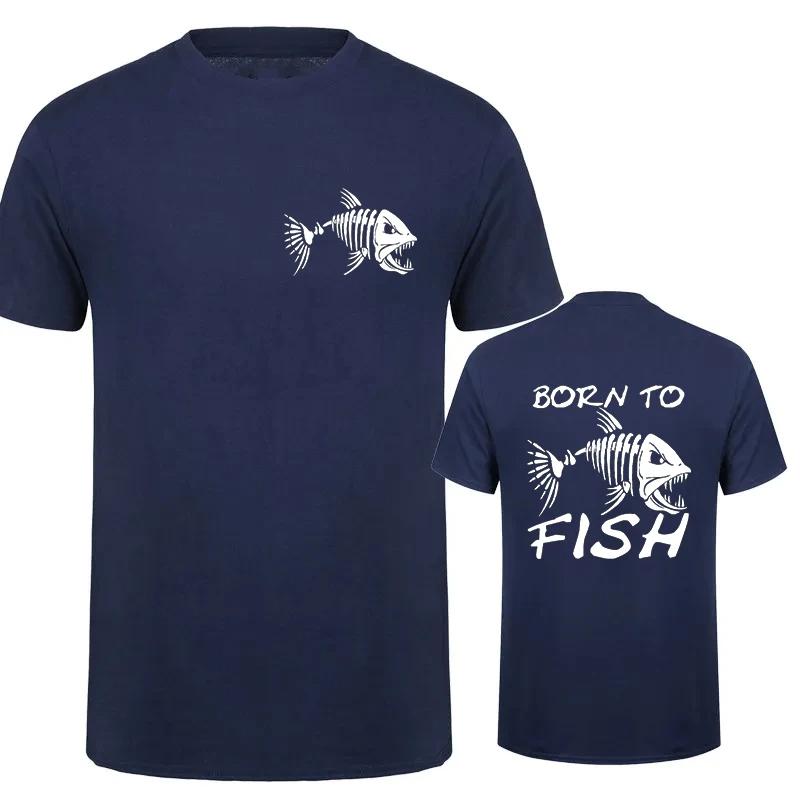 Geboren zum Angeln Lustiges Shirt Mode Angler T-Shirts Kurzarm Lustige Angelliebhaber T-Shirts Lässiges Sommer Herren Street T-Shirt