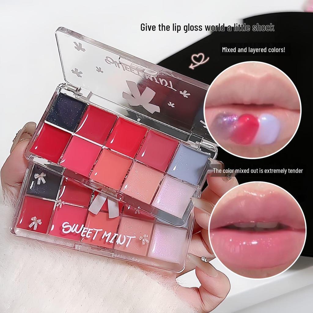 SWEET MINT Ten-Color Lip Jelly Palette: Natural, Non-Transfer, Glossy Mirror Finish Lip Gloss.
