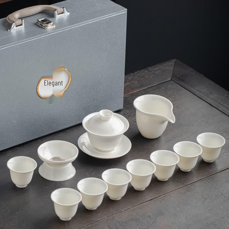 

Mutton Fat Jade White Porcelain Kung Fu Tea Set