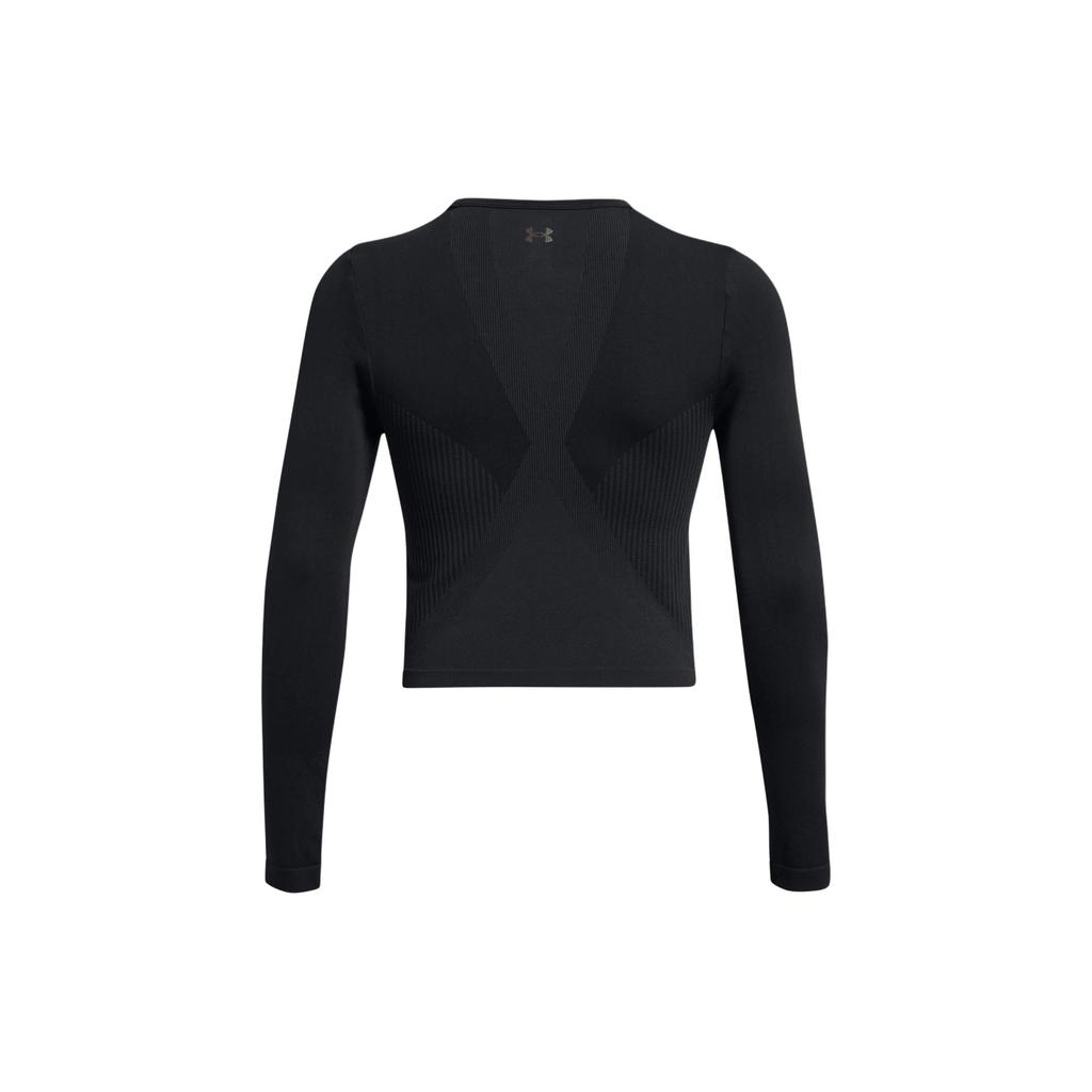 Under Armour UA Vanish Elite Solid Color Crew Neck Long Sleeve T-Shirt Women Tops Black 1383649-001